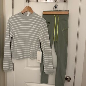 Lululemon Athletica Light sage Gray Striped Top sweat top xs